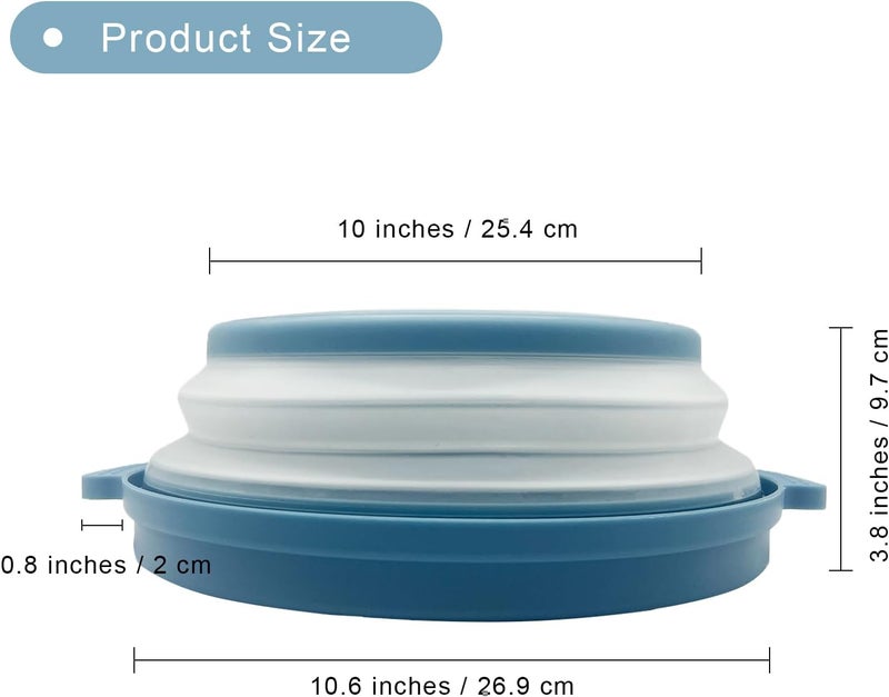 HANTUSWUS Microwave Splatter Cover 10.2 Inch with Handles, Collapsible Vented Silicone Lid & Anti-Scald Tray, BPA-Free Splash Guard for Food Heating, Fits Most Compact Microwaves - Image 5